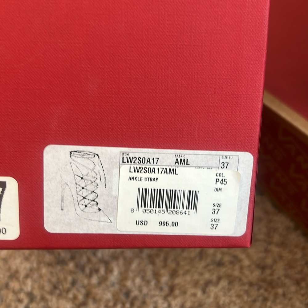 Valentino rock stud lace up ankle strap neutral color pump in size 37 with box - Picture 10 of 12